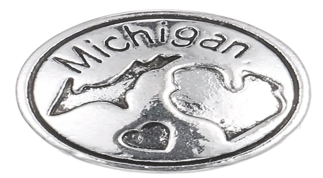 10pcllot 2017 Silver Michigan Snap Buttons 18 mm Charms Jewelry Snap dla DIY Srebrna Snap Bransoletka 8146109