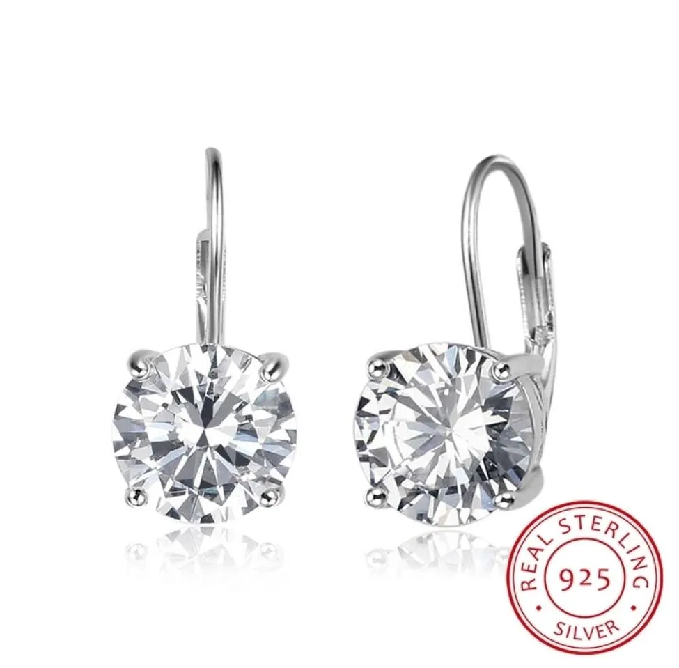 Mode 925 Sterling Silverörhängen för kvinnor 8mm Cubic Zirconia Stone Earrings Wedding Engagment Women Jewelry Gift EA10 210312924027