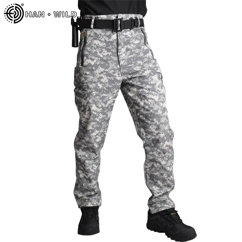 Pantalon han pantalon tactique sauvage soft coque en polaire pantalon cargo hommes pantalon militaire camouflage armée pantalon décontracté pantalon unisexe étanche