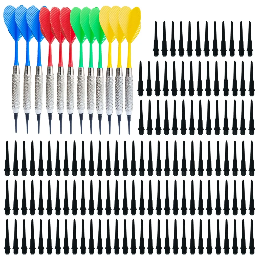 Soft Tip Darts Set - 12 Pc With 50 Black 2BA Tips For 4 Players
