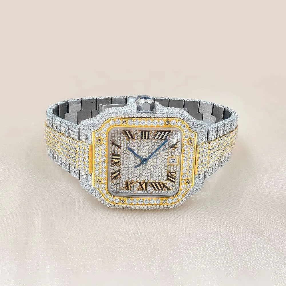 Luksusowe wyglądające w pełni oglądaj mrożone dla mężczyzn Woman Top Craftsmanship wyjątkowy i drogie Mosang Diamond 1 1 5A zegarki dla Hip Hop Industrial Luksurious 2346