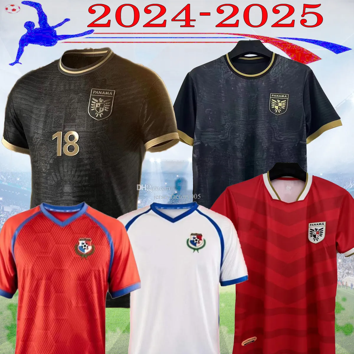 2024 2025 Jerseys de futebol da equipe nacional do Panamá, Tanner 24 25 preto Carrasquilla Godoy Home Red Away White Mens Football Circhas
