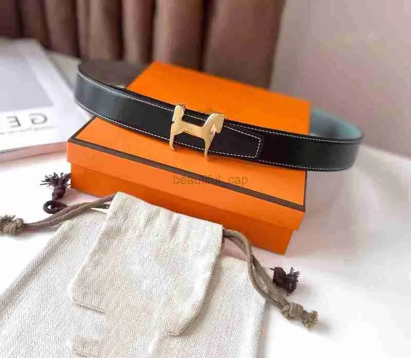 10A Mirror Quality Designer Belts Men's Great Le cuir CEULLE À CEINTRALLE FEMELLE Little Horse H BOUCLE DOUBLE BUREAU HAUT ENDE