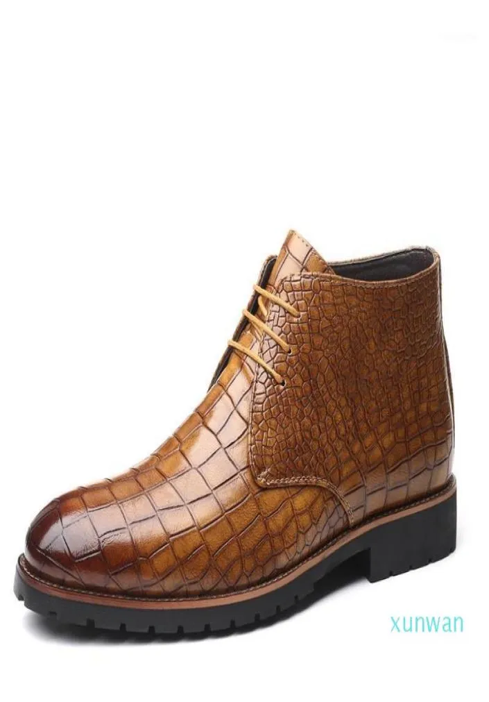 Stiefel Marke Drop Mens Odile Muster Casual Männer Leder-Knöchel College Style Schuhe Fashion Schnürschuhe15847160
