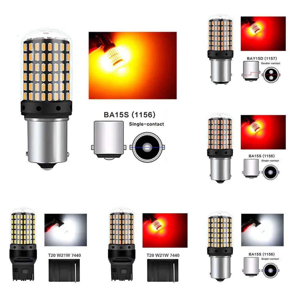 Nya 2024 2024 Dekorativa lampor 2st 1156 BA15S P21W 1157 P21/5W BAY15D BAU15S PY21W W21/5W 7440 W21W 3157 LED -bil svans BULB BRAKE REVERSE LAMP DRL Signal Ljus