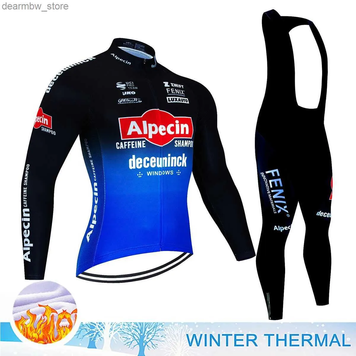 Cykeltröja sätter Alpecin Cycling Mtb Ma Klädbycic herrar Pants Winter Jersey Thermal Fece Bib Blus Tröjor Man Costume Cykelkläder L48