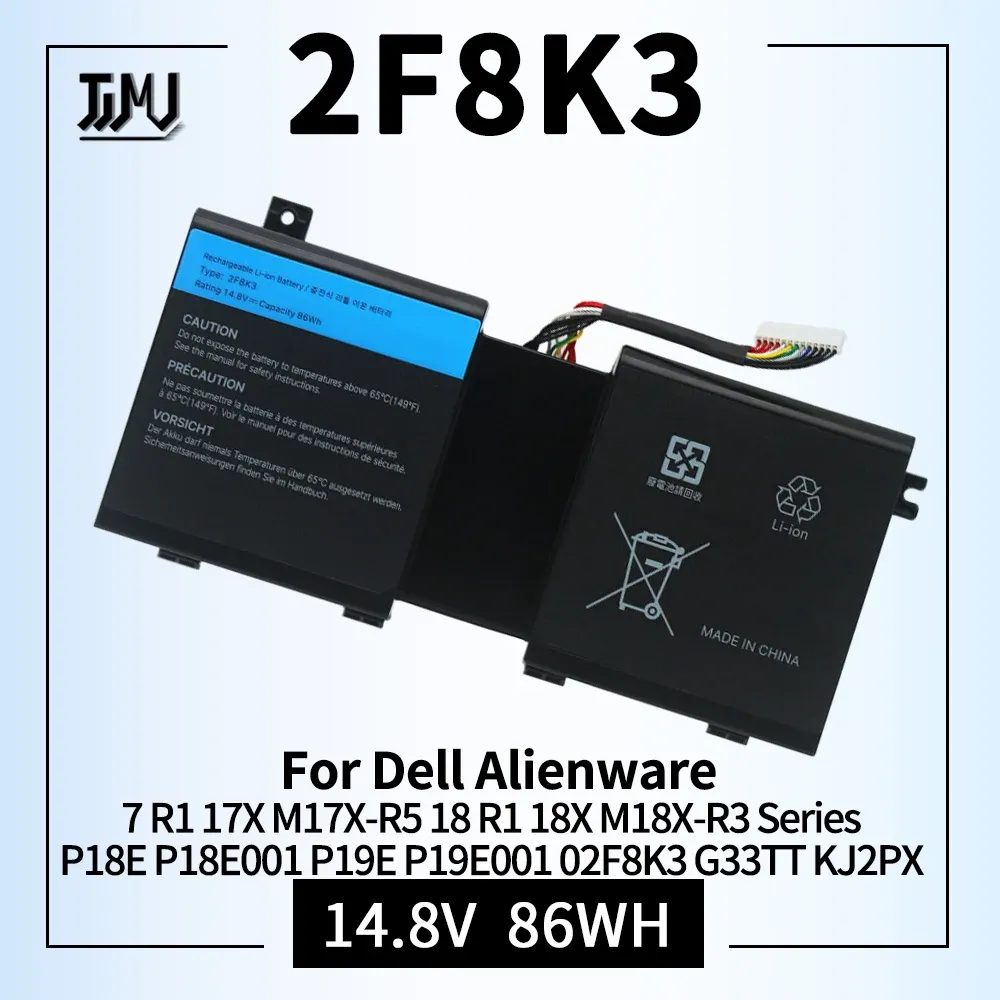 Batteries 2F8K3 Laptop Battery for Dell Alienware 17 R1 17X M17XR5 18 R1 18X M18XR3 Series P18E P18E001 P19E P19E001 02F8K3 G33TT