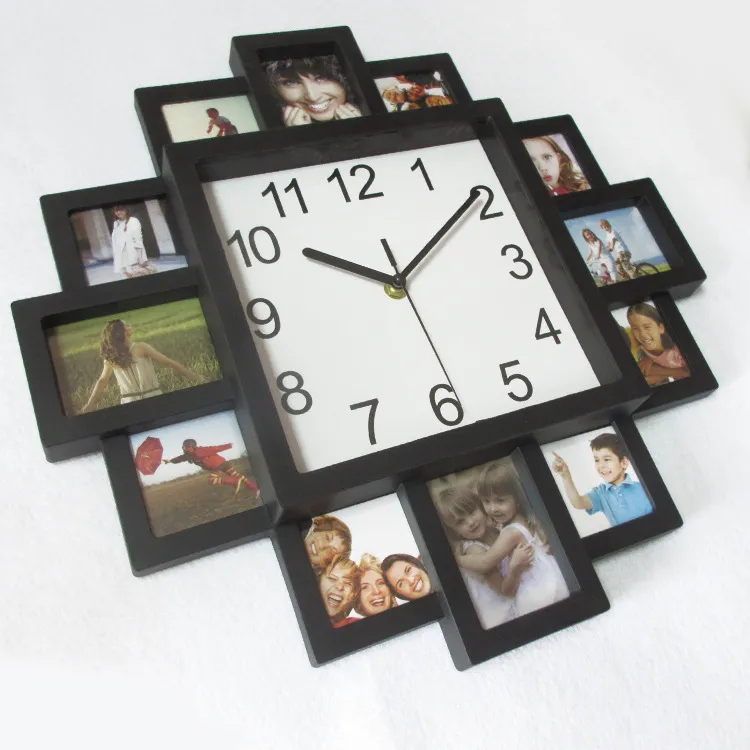 Neues Luxus großer Wanduhr Fotorahmen Modernes Design 3D Uhren Wohnzimmer Wohnzimmer Dekor Bild Display Valentinstag Geschenk