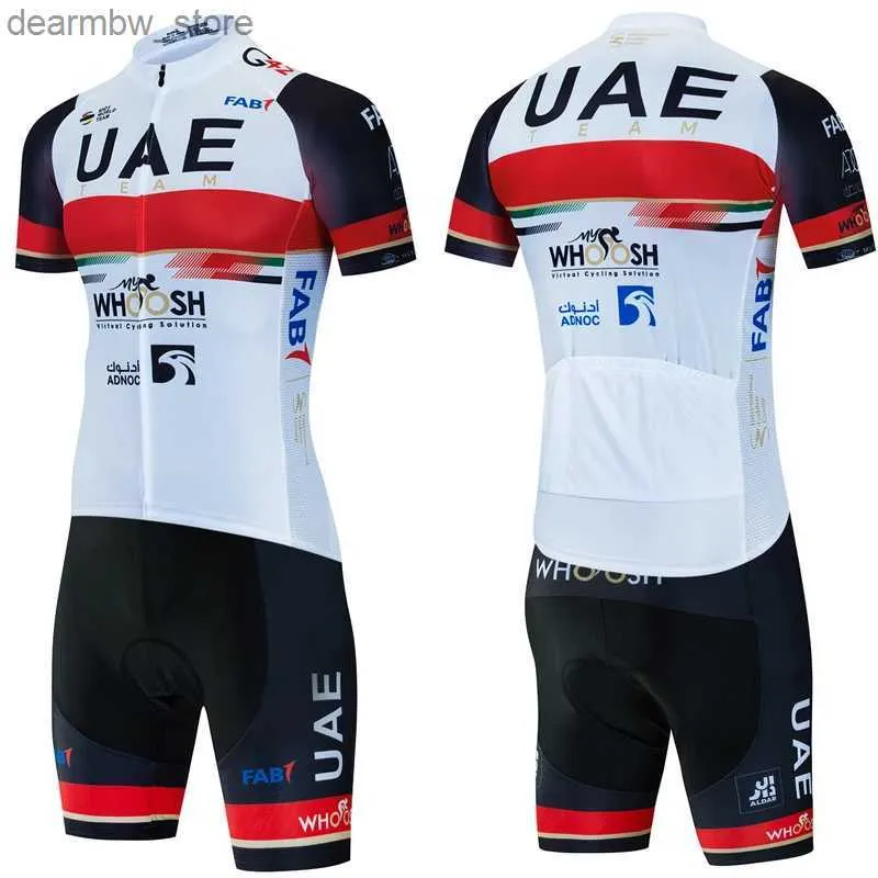 Cycling Jersey Sets UAE Cycling Mtb Tricuta Man Uniform Mens Clothing Pants Jersey Costume Bike Clothes Shorts 2024 Laser Cut Mens Compte Bib Gel L48