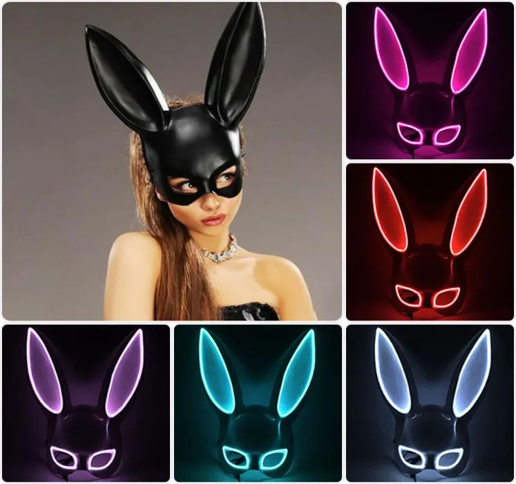 Carnival El Wire Bunny Mask Masque Masquerade Led Rabbit Night Club Female For Birthday Wedding Party 2207159369578