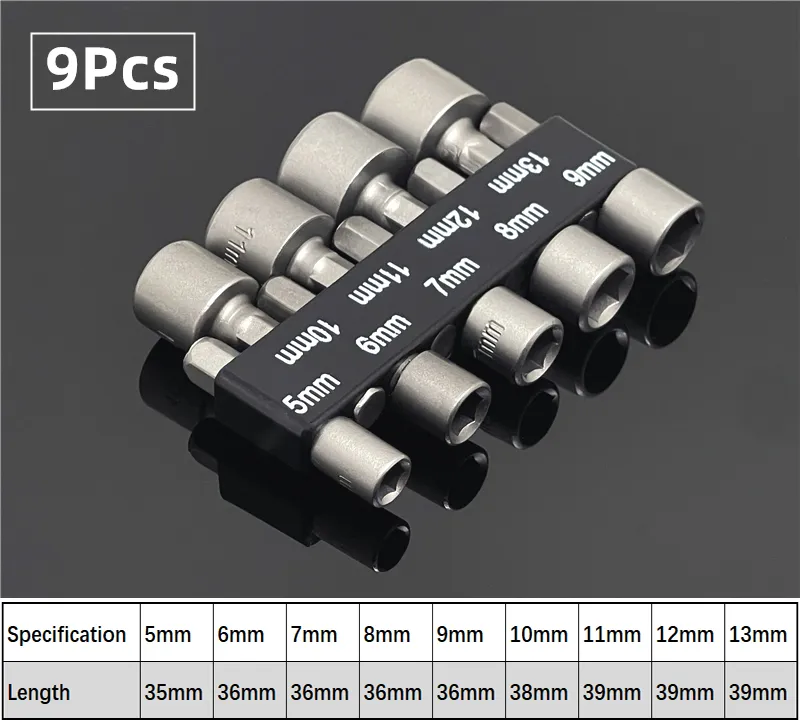 Nutdrivers Nut Driver Set Double métrique MM standard SAE SAE 1/4 "CRV CRV CRV Tourneurs Nutdriver Socket Bit Power Tools