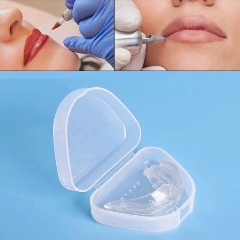 Lieferungen 5/10/20pcs Professional Permanent Floating Lip Mund Guard Tooth Sockel mit Gehäuseschachtel für Lippen -Tattoo -Klammern Hilfsmittel