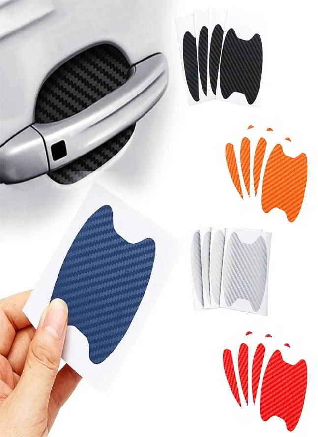 4pcSset Car porteur de voiture Autocollant en fibre de carbone Stratchs Couvercle résistant Handle Protection de protection ACCESSOIRES SORMILES EXTÉRIEURES1730137