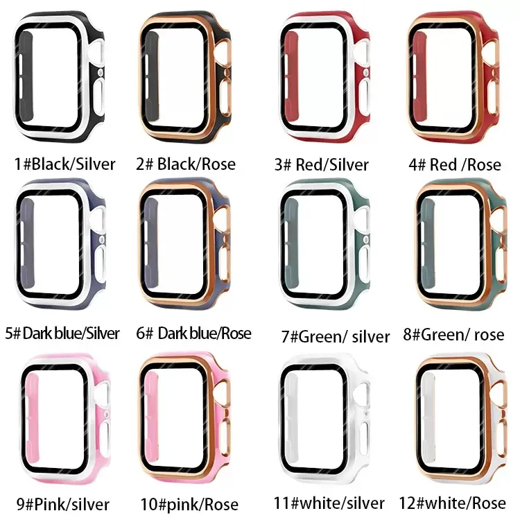 Regardez les boîtiers électroclatez dur avec un protecteur d'écran pour Apple Iwatch Series 7/6/5/4/3/2/1 Couverture complète du boîtier 38 40 42 44 mm