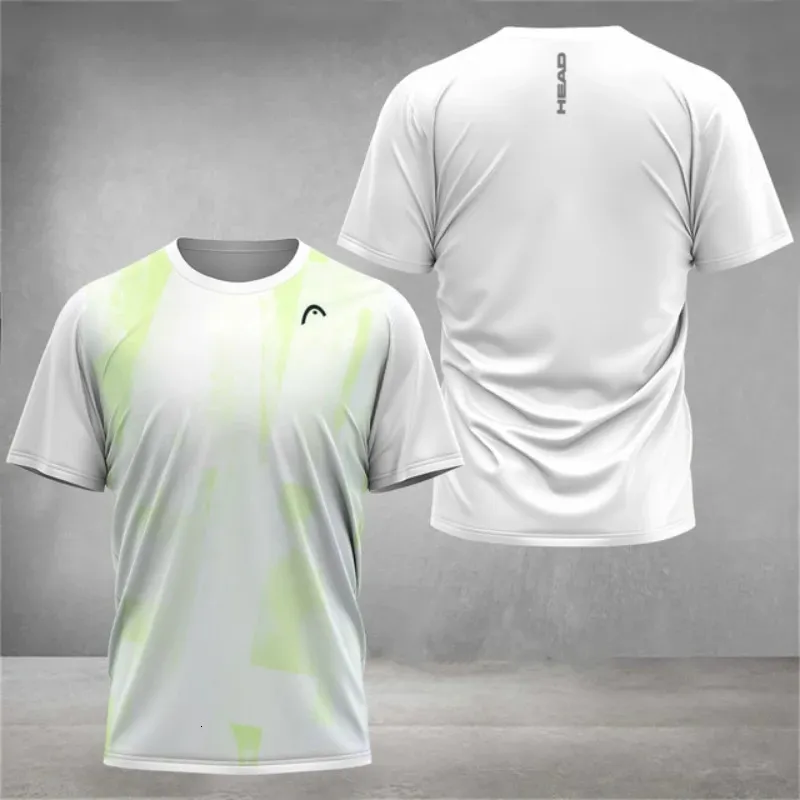 Atmungsaktives Kopf Badminton Sportkleidung Golfkleidung Herren Fitness Kurzarm Herren Feste Farben gedruckte Tenniskleidung 240403