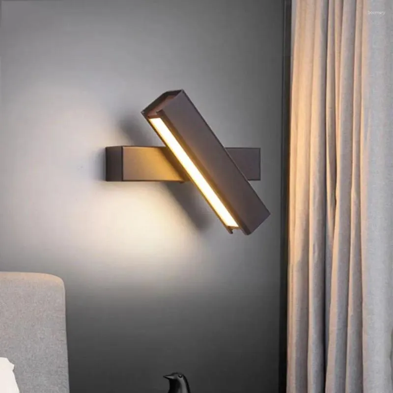Lampe murale 350 ° tournure LED lampes de nuit de nuit Armoire de 3 couleurs Modes de couches simples à la chambre à coucher blanc sans fil
