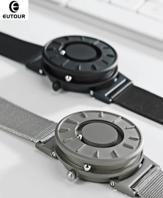 2018 Nieuwe stijl Watch Men Eutour Magnetic Ball Show Innovate polshorloges Mens Nylon Riem Quartz Watch Mode Erkek Kol Saati J195178270