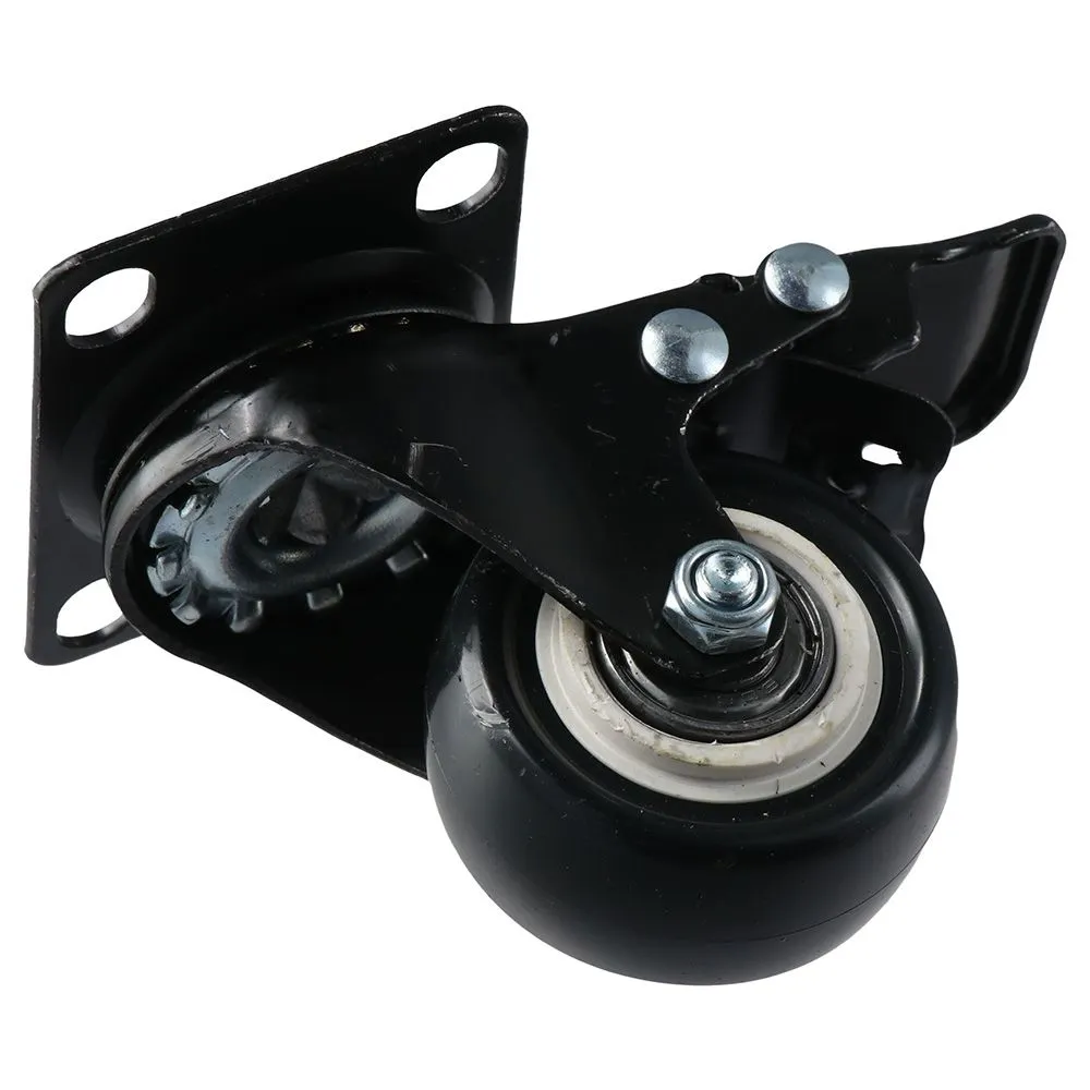 SGT 2.5" Heavy Duty Swivel Caster Wheels - Polyurethane On Top Plate - 4 Pack, All Black