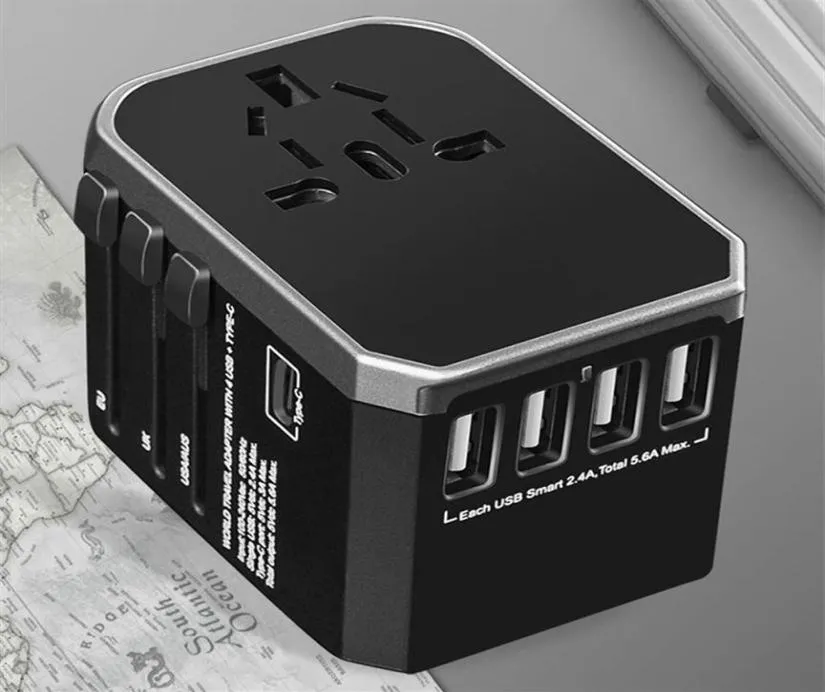 4 USB 2000W 5 6A Type C Convertisseur de fiche d'adaptateur de voyage universel de type C pour US UK AU UE POWER PLIG ADAPTor233M8100476