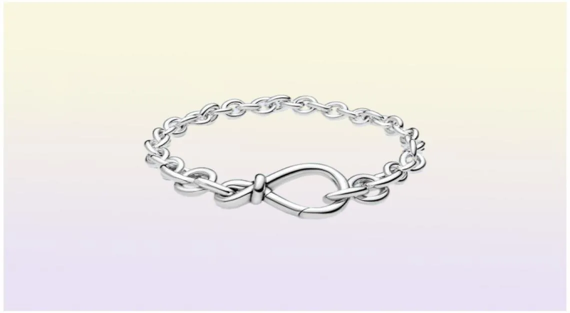 Women Fashion Chunky Infinity Knot Chain Bracelets 925 Sterling Silver Femme Jewelry Fit Beads Luxury Design Charm Bracelet Lady Gift With Original Box3582471