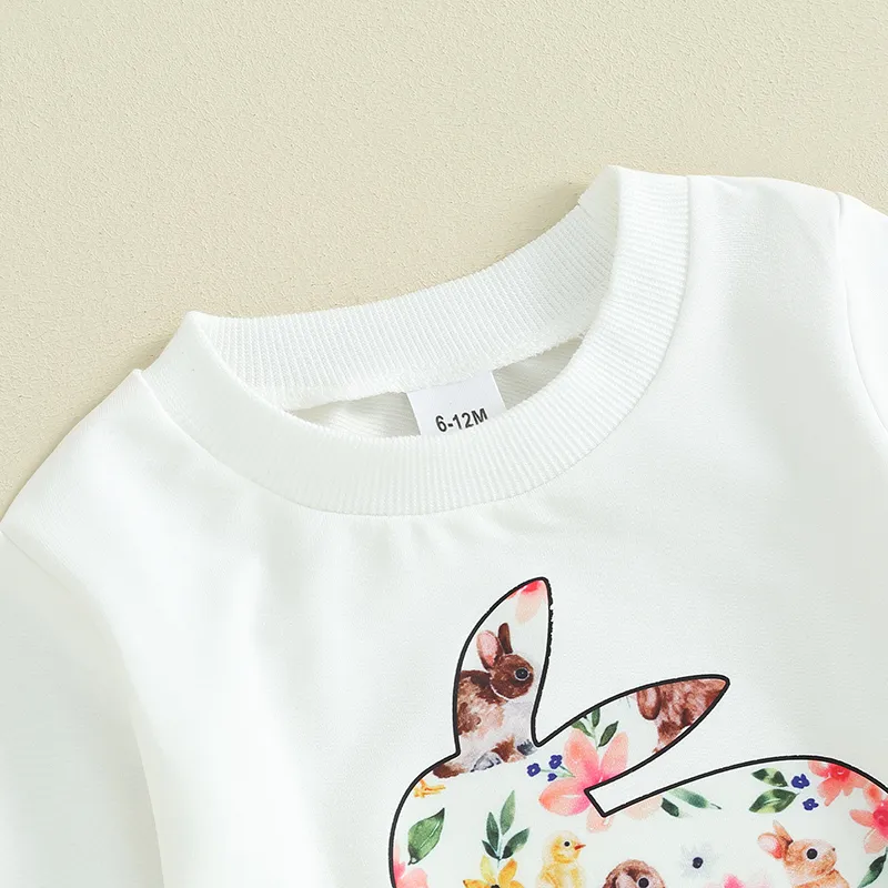 Toddler Clothing Set Baby Girl Long Sleeve Rabbit Print Top and Elastic ...