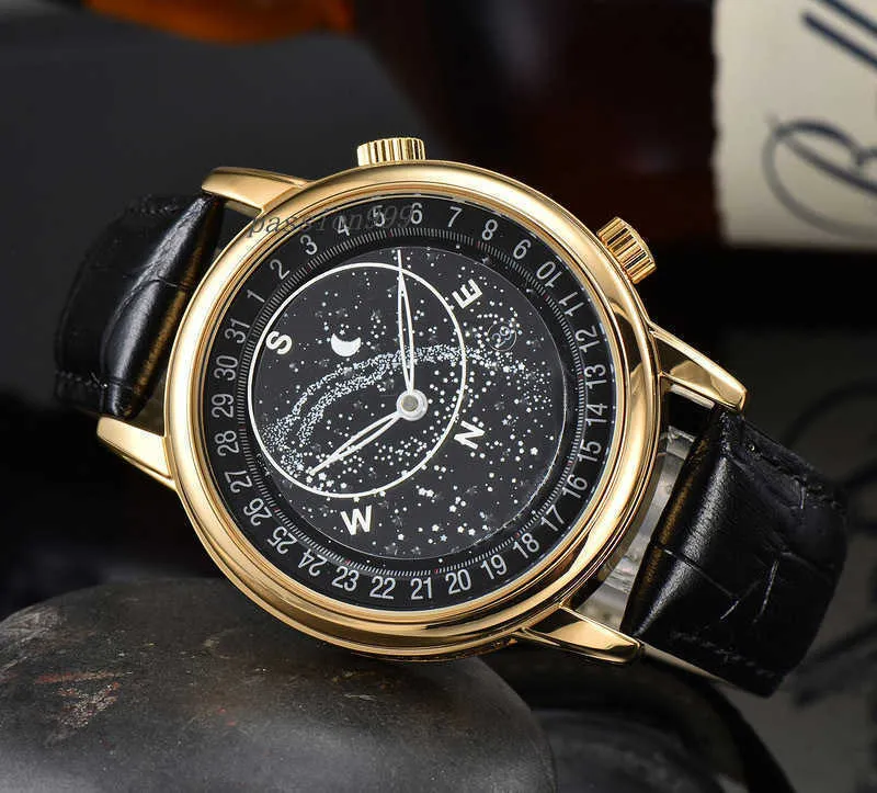 Top 2024 Klassische Premium -Luxus Uhren Herren Hochqualität drei Nadelgürtel Quarzhundert D. Home Watch
