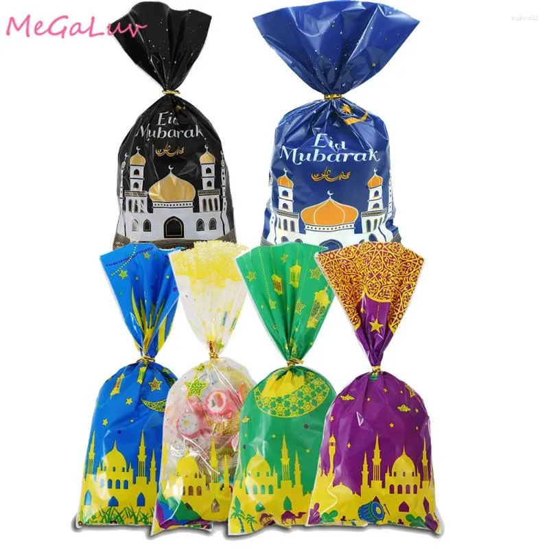 Enrolamento de presentes 50/100pcs eid Moon Castle Print Opp Opp Pocket Food Grab Small Plastic Bag Decoração