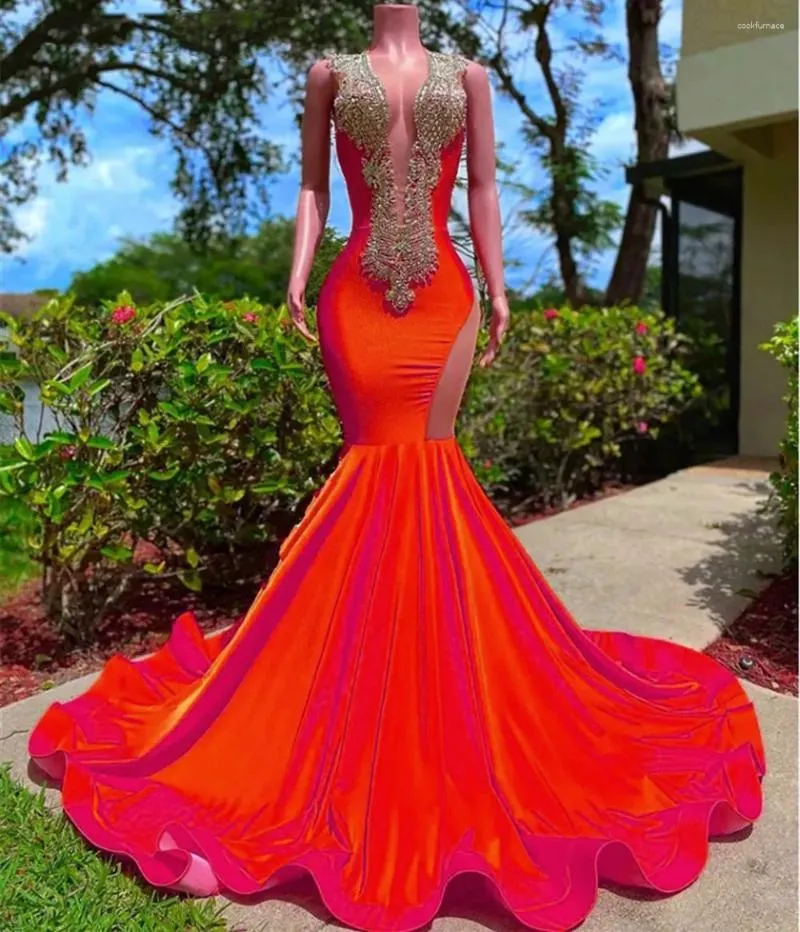 Party Dresses Luxury Crystal Beads Prom Mermaid V Neck Full Back 2024 Senior Girls Evening Gowns Met Gala Birthday Abends Kleide