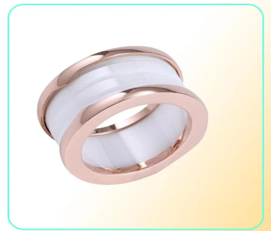Fashion Titanium Steel Love Ring Silver Rose Gold Liefhebbers Wit Zwart keramisch paar Geschenkkleur Bridal Sets Classic Spring Ring8854479
