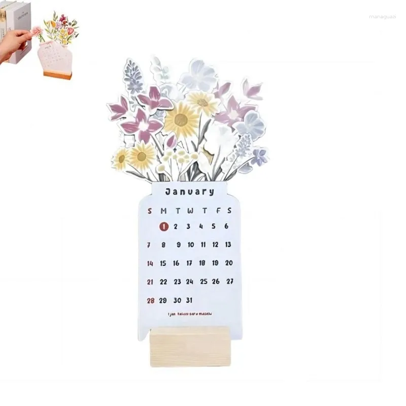 Decorative Figurines 1 Piece 2024 Bloomy Flowers Desk Calendar Small Funny Unique Flower