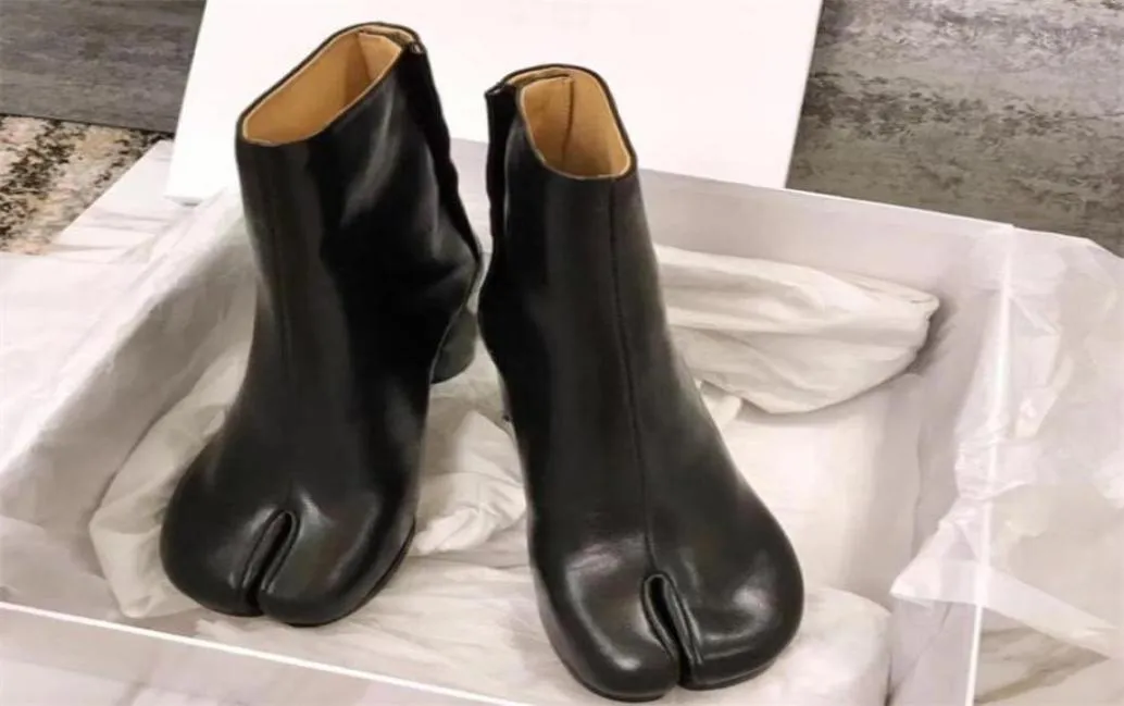 2022 Design Tabi Boot Split Toe Chunky High Heel Dames Laars Leather Zapatos Mujer Fashion Autumn Damesschoenen Botas Mujer2488500