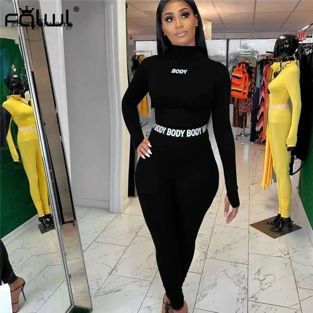 FQLWL White Black Fiess 2 Peças Conjunto feminino Terno esportivo roupas de verão roupas de manga comprida Top Leggings Ladies Tracksuit feminino 201007