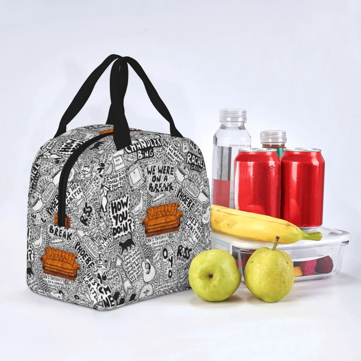 U N A G I Friends Insulated Lunch Bag High Capacity Meal Container Cooler Bag Tote Lunch Box Work Picnic Bento Pouch