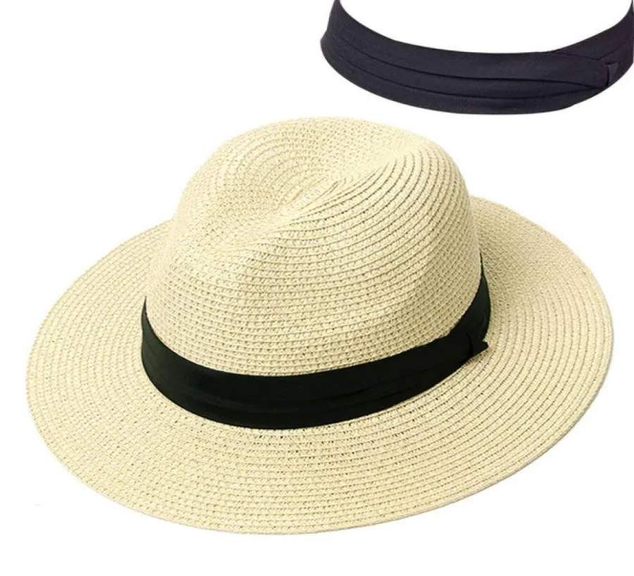 Summer Hat Women Panama Straw Hat Fedora Beach Vacation Wide Brim Visor Casual Summer Sun Hats for Women2984791