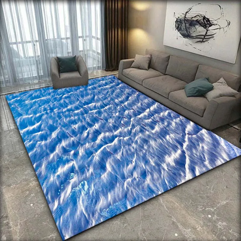3docean Rugs 3D Ocean Seawater Beach Area Rug Rectangle Polyester Plaid Carpet for ...
