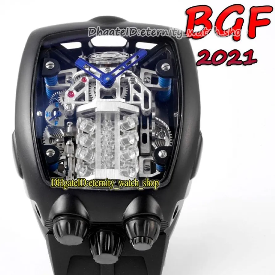 BGF 2021 Derniers produits Super Running 16 Cylinder Engine Black Dial Epic X Chrono Cal V16 Automatic Mens Watch Black Case Eternit258l