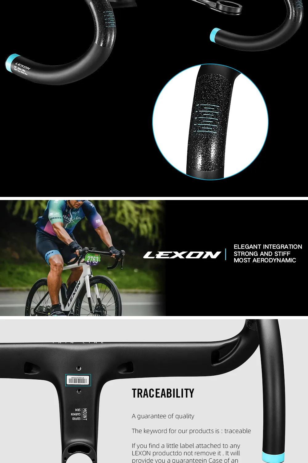 Lexon Thin Line 28.6mmロード自転車ハンドルバー365g超軽量