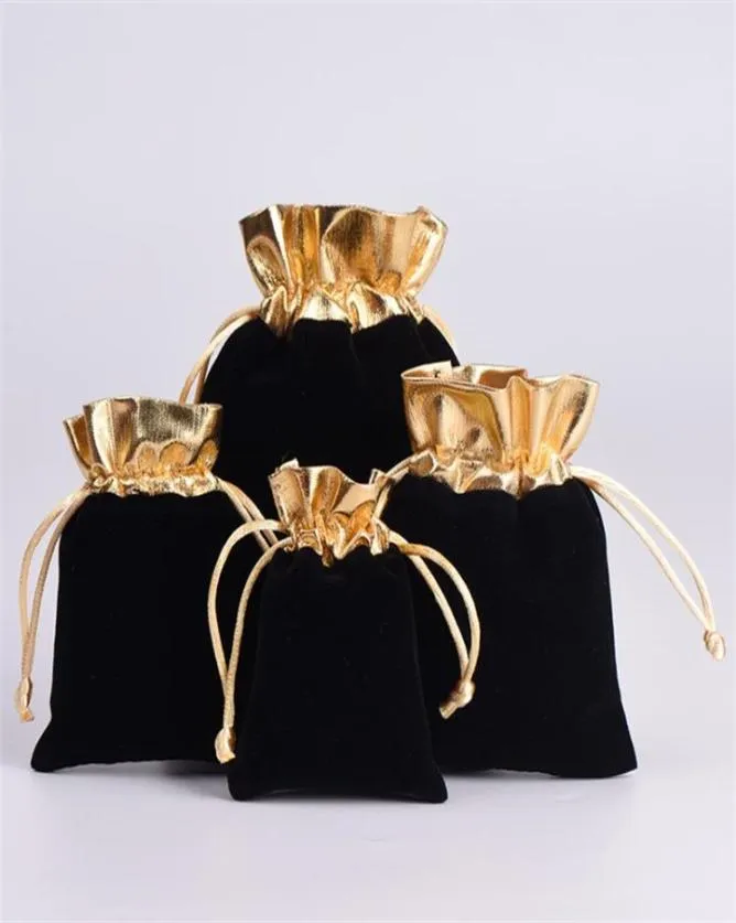 Black 7x9cm 9x12cm Velvet perle cordon sachets de bijoux de bijoux pochettes à cordon pour les faveurs de mariage 1018 Q23015814