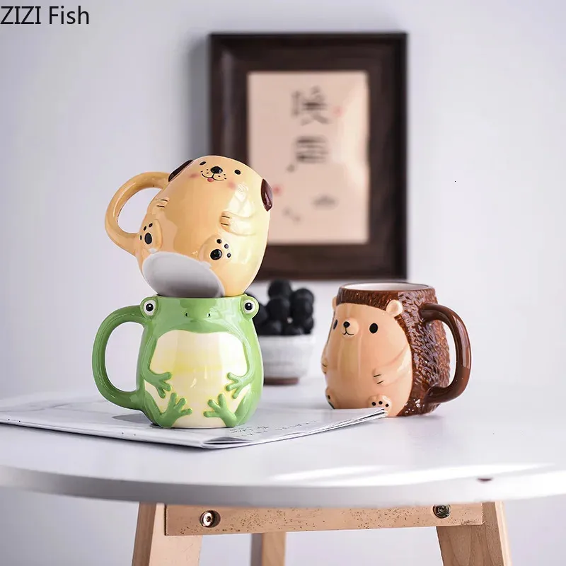 3D Frog Coffee Mug - 400 ML Ceramic Animal Novelty Cup For Kids & Adults