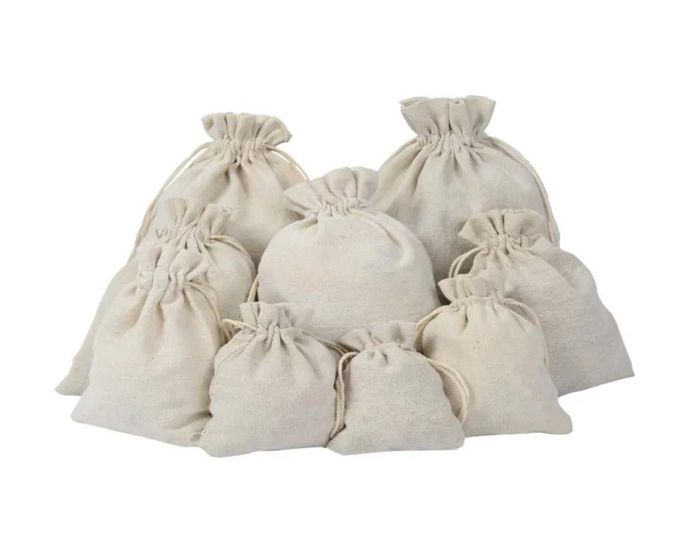 Canvas Drawstring Pouches Jewelry Bags 100 Natural Cotton Tvättfavor Holder Fashion Bag9351262