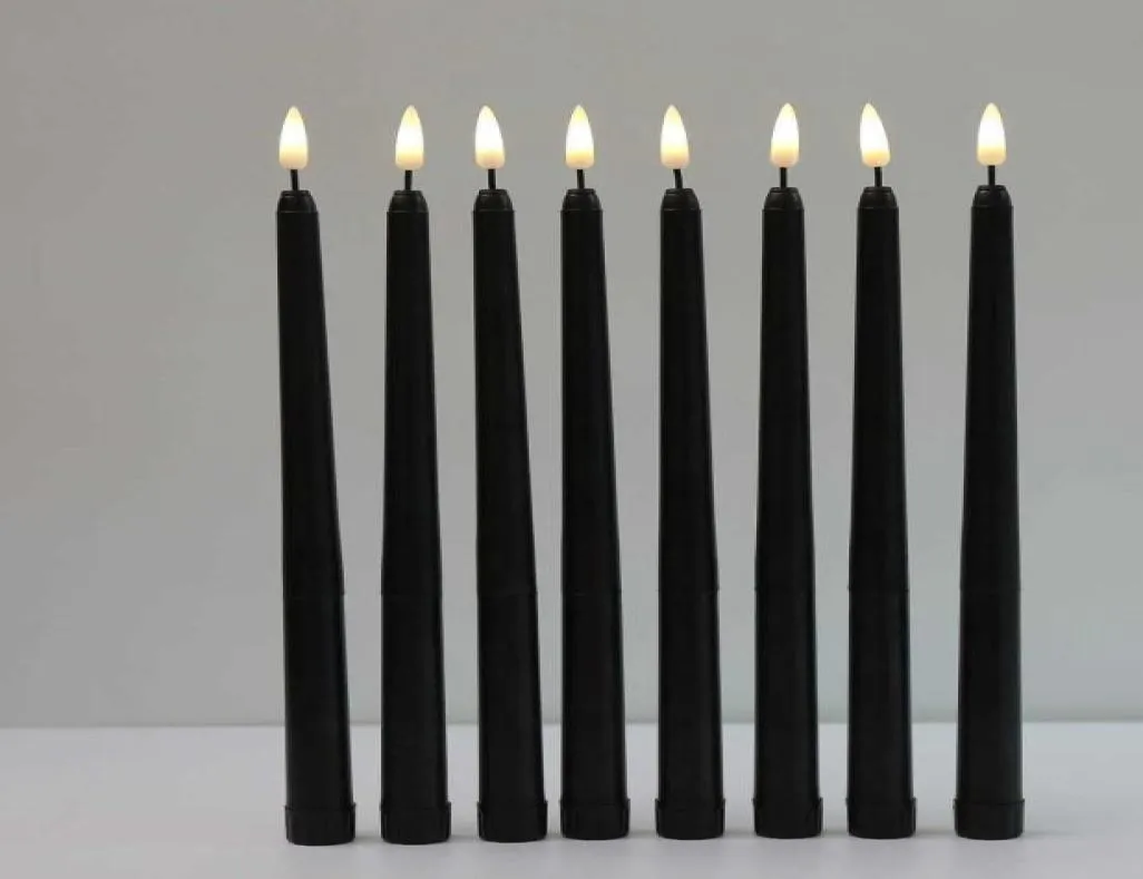 8 pezzi Black senza fiammaflitta senza fiammela a batteria a LED a LED candele votive di natale28 cm candeleschi falsi per il matrimonio H6237372