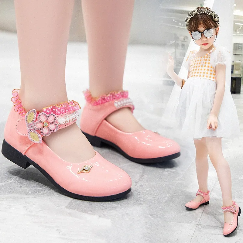 Kids Princess Shoes Baby Soft-solar Toddler Shoes Girl Children Single Shoes sizes 26-36 g3Uy#