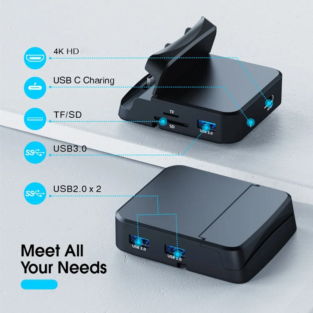 Stands Practical Game Console Docking Station para NS com acessórios de carregamento de picada de tv conversor de tv hdmicompatível Rack