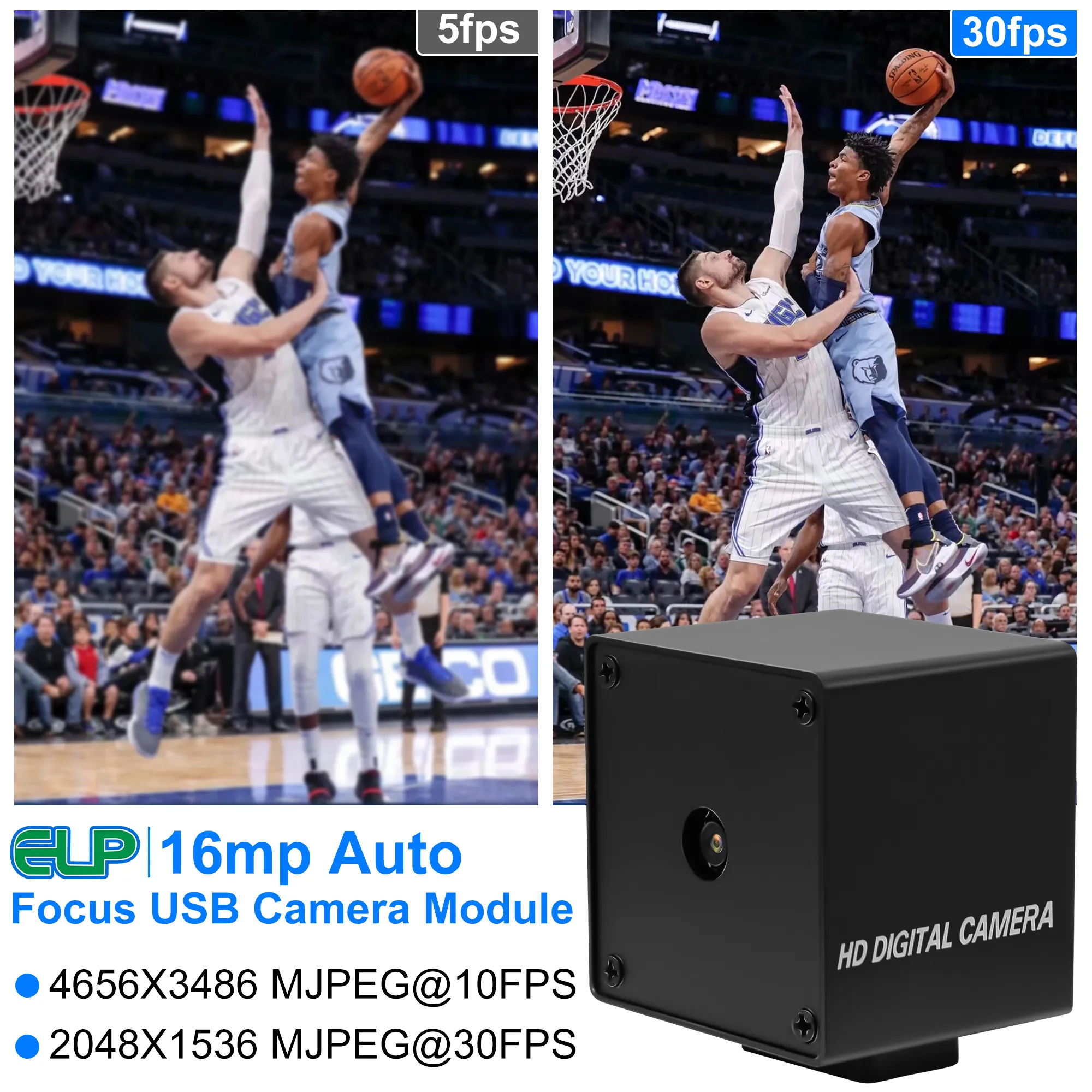 ELP 16MP Autofokus USB -kamera med aluminium Small Box Case IMX298 Sensor Free Driver Plug and Play PC Camera