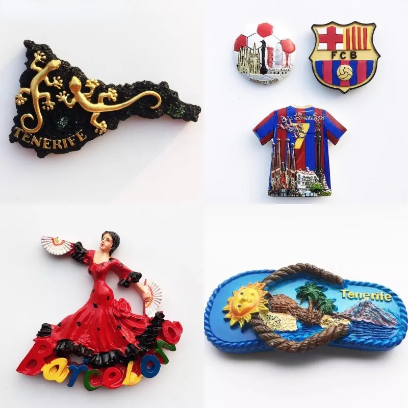 Spanien kylskåp klistermärken Barcelona Madrid Malaga Tenerife turist souvenir kylskåp magneter födelsedagspresent heminredning