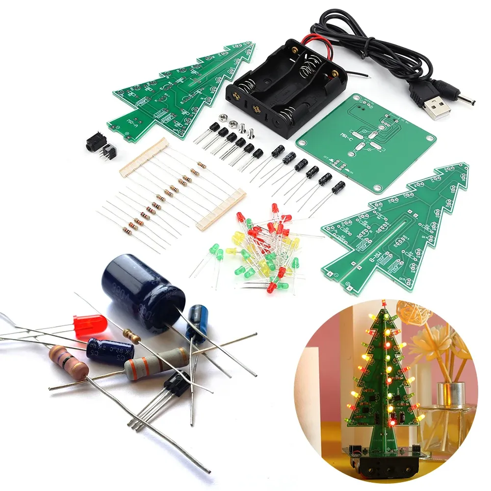 Flash Christmas Tree 3/7 Pièces couleurs kit DIY Gift Tree Couleur Changement de Noël Arbre de Noël 3d LED Circuit Flash Parts de Noël décor