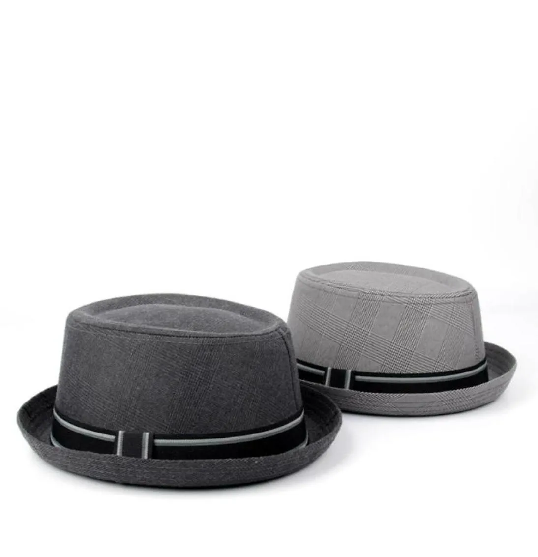 Fashion Men Fedora Hat Flat Pork Pie Hat For Gentleman Dad Bowler Porkpie Jazz Big Size S M L XL6147958