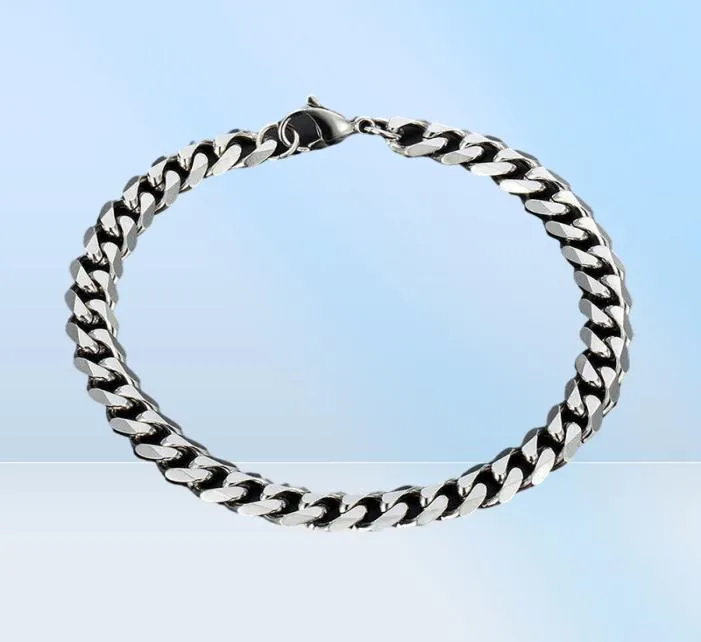 Bracelet Cuban Link Mens Braclet Men larges accessoires masculins en acier inoxydable Bracelets Chaîne de roche à la main Q063280932