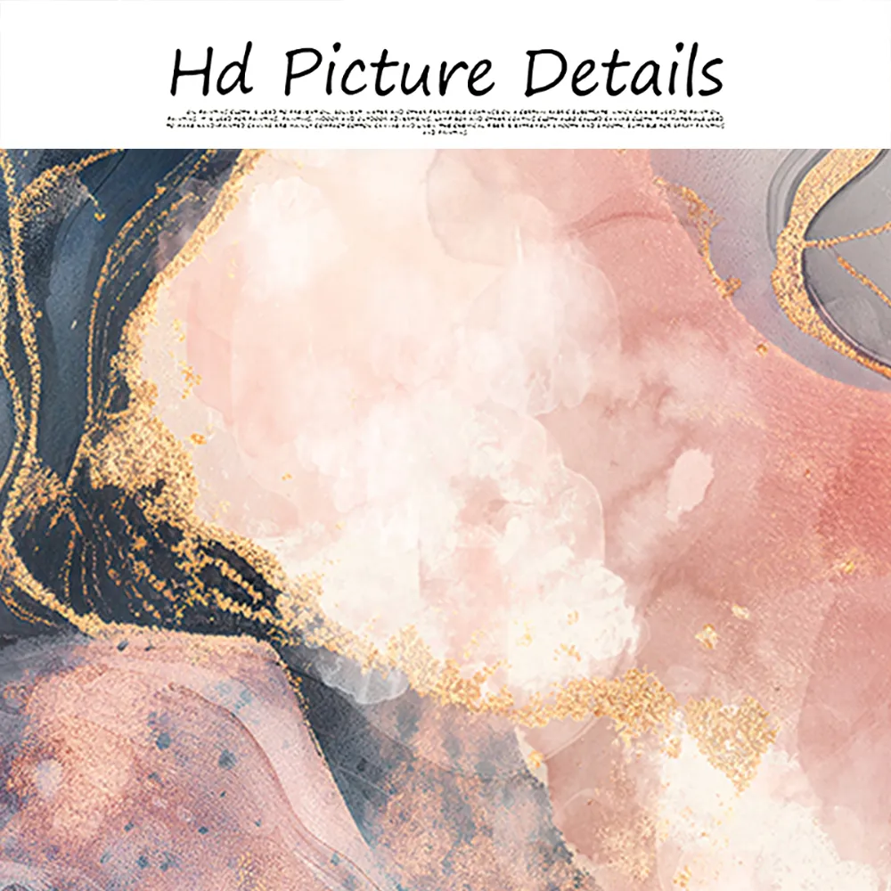 Abstract Pink Ink Painting Wall Art with Gold Foil Marble Texture ...
