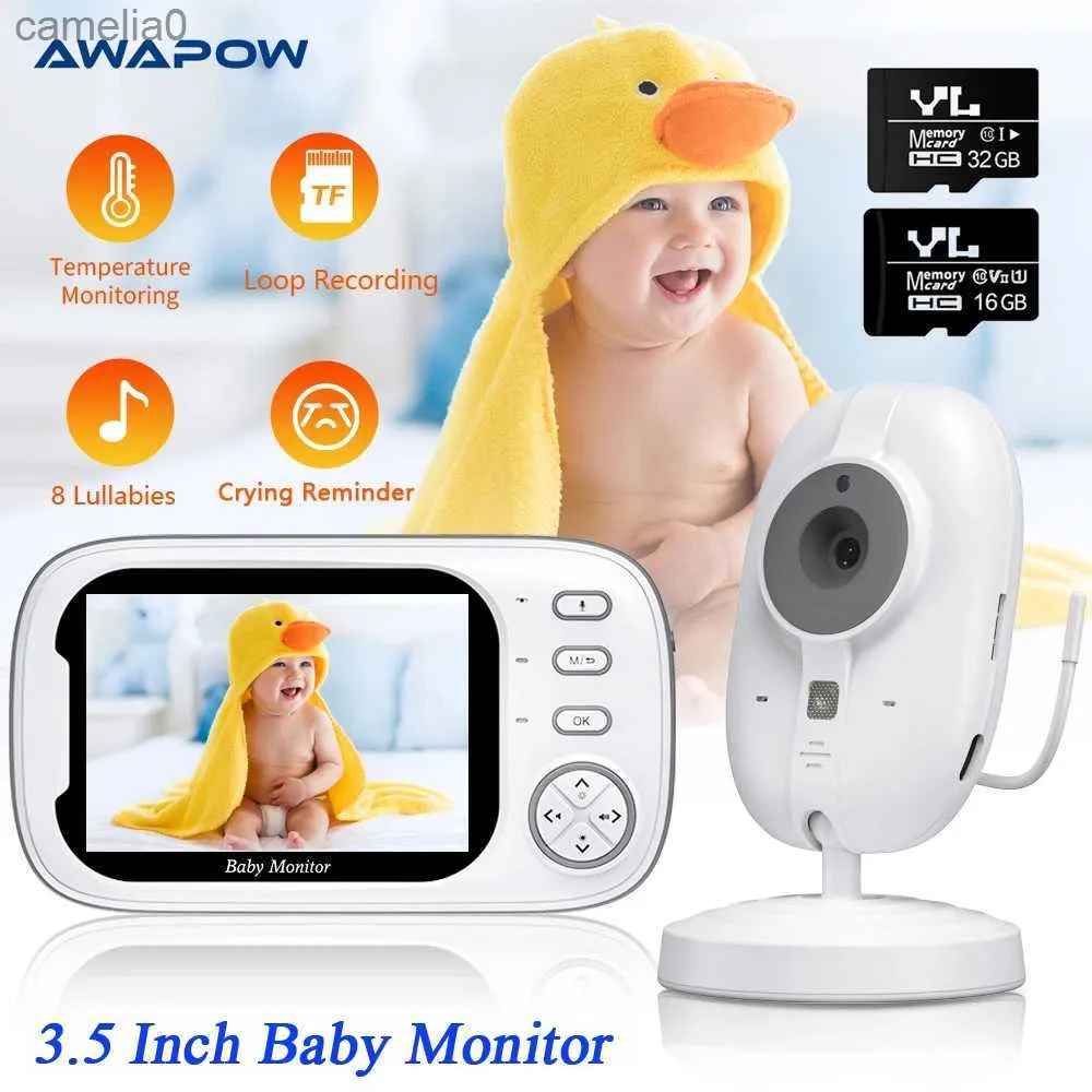 Monitors Baby Monitors Awapow 3,5-calowy monitor dziecięcy z bezprzewodową kamerą w wysokiej rozdzielczości Niania Kamera bezpieczeństwa Nictish Monitoringc240412